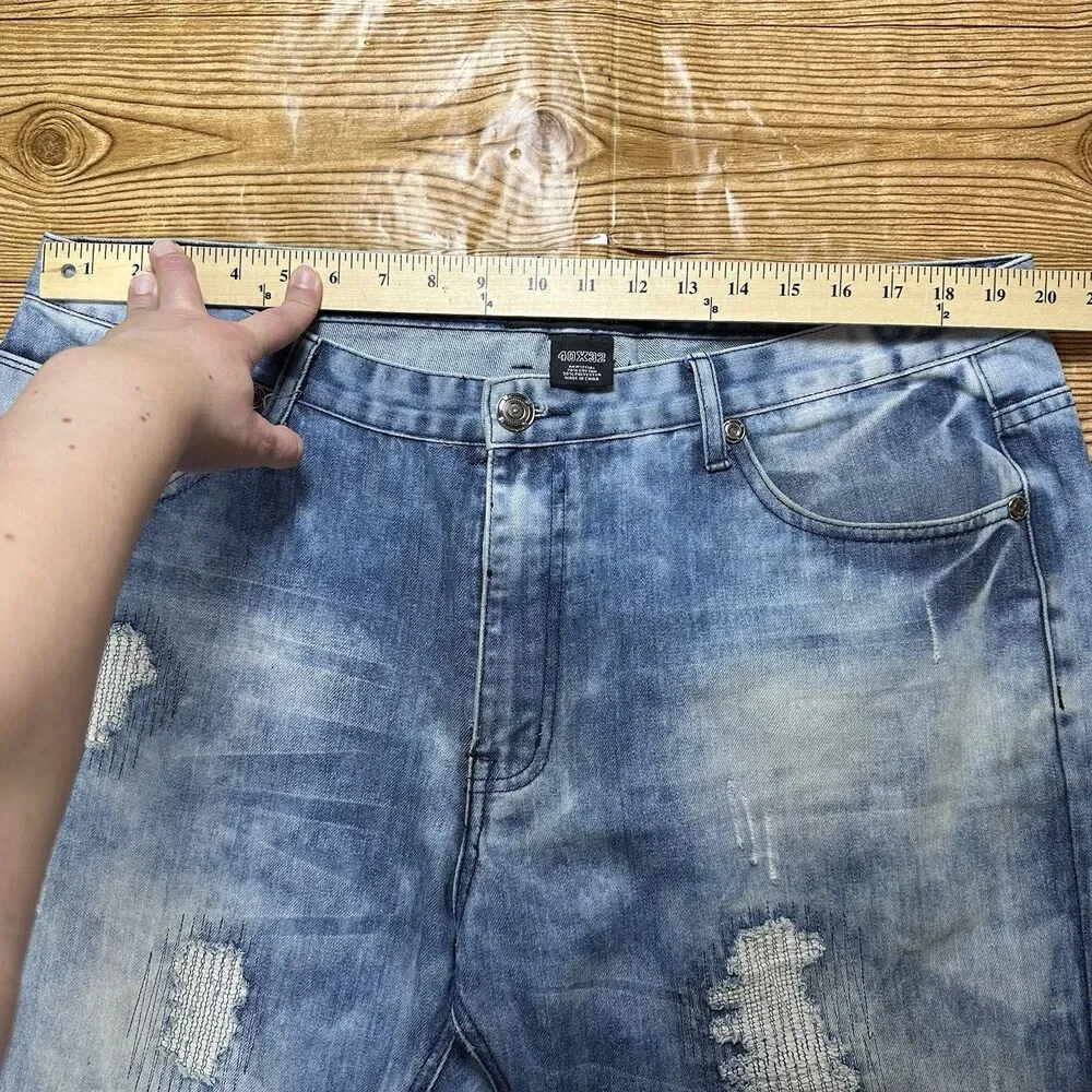 Brooklyn Xpress Distressed Denim Jeans Men’s‎ 40x32 (28”) Streetwear Denim